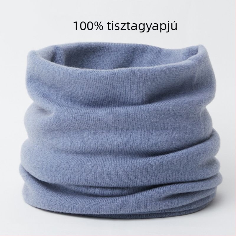 Gyapjú nyakmelegítő sál, vastag téli kötött, egyszínű