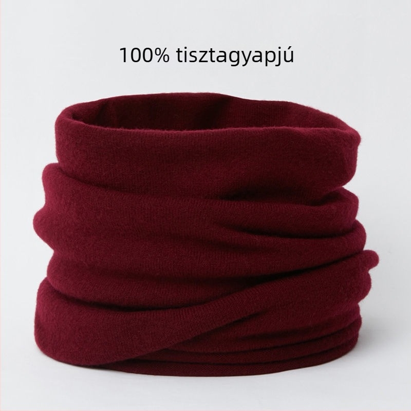 Gyapjú nyakmelegítő sál, vastag téli kötött, egyszínű