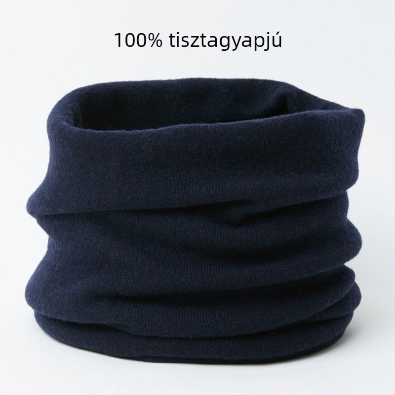 Gyapjú nyakmelegítő sál, vastag téli kötött, egyszínű