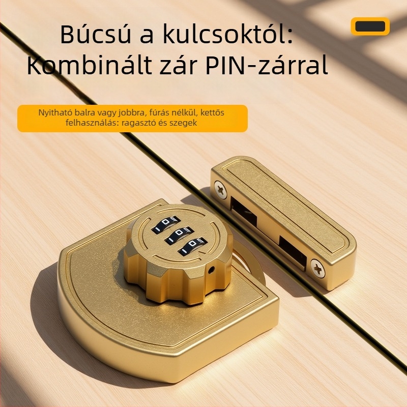 Fúrás nélküli fiókzár tolóajtókhoz, dupla ajtózár, toló- és húzózár, bútordarabok tárolására