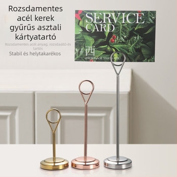 Rozsdamentes acél hely- és menü kártyák asztali tartókkal esküvők, szállodák és éttermek számára