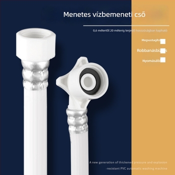 Hongying univerzális mosógép vízbevezető tömlő, 4‑pontos menet, PVC hosszabbítócső