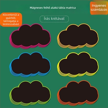 Színes élű mágneses üres táblára illeszthető matricák – felhő, szív és alma alakúak, osztálytermi krétázáshoz