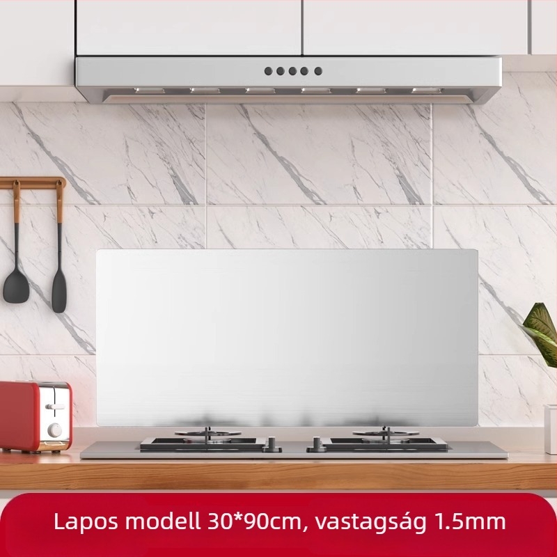 Konyhai rozsdamentes acél olajfröccsenés elleni védőfal – falmatrica a konyhába, tűzálló és magas hőmérséklet-álló, könnyen tisztítható.