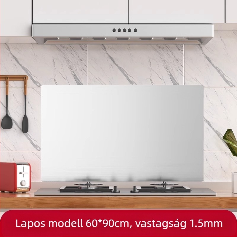 Konyhai rozsdamentes acél olajfröccsenés elleni védőfal – falmatrica a konyhába, tűzálló és magas hőmérséklet-álló, könnyen tisztítható.