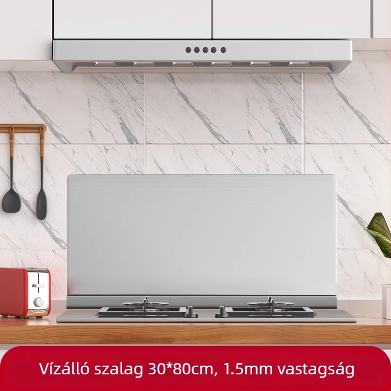 Konyhai rozsdamentes acél olajfröccsenés elleni védőfal – falmatrica a konyhába, tűzálló és magas hőmérséklet-álló, könnyen tisztítható.