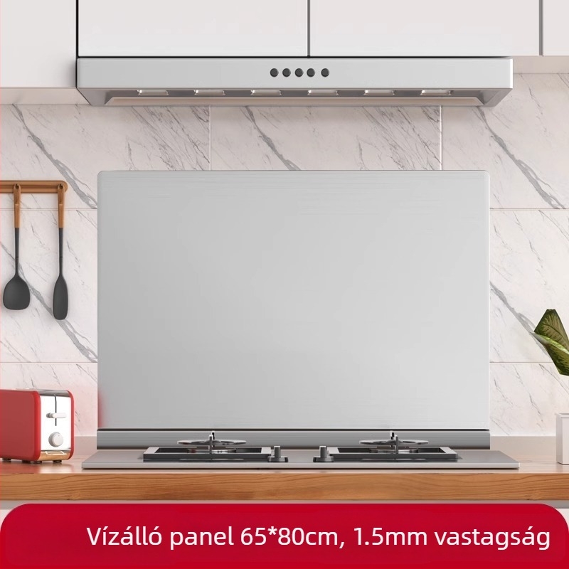 Konyhai rozsdamentes acél olajfröccsenés elleni védőfal – falmatrica a konyhába, tűzálló és magas hőmérséklet-álló, könnyen tisztítható.