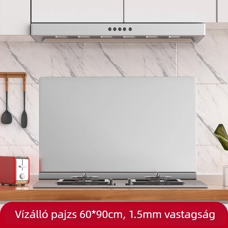 Konyhai rozsdamentes acél olajfröccsenés elleni védőfal – falmatrica a konyhába, tűzálló és magas hőmérséklet-álló, könnyen tisztítható.