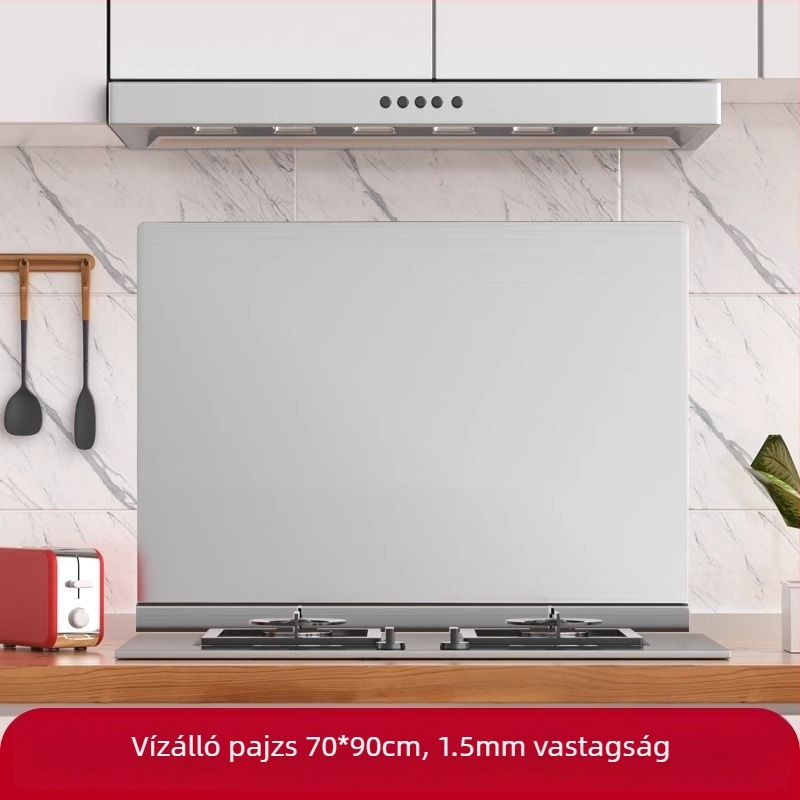 Konyhai rozsdamentes acél olajfröccsenés elleni védőfal – falmatrica a konyhába, tűzálló és magas hőmérséklet-álló, könnyen tisztítható.