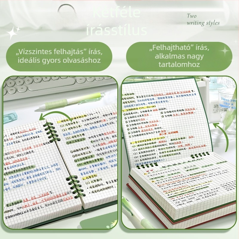 Új, stílusos füzet retro négyzetrácsos mintával, leválasztható lapokkal, PP borítóval, középiskolásoknak