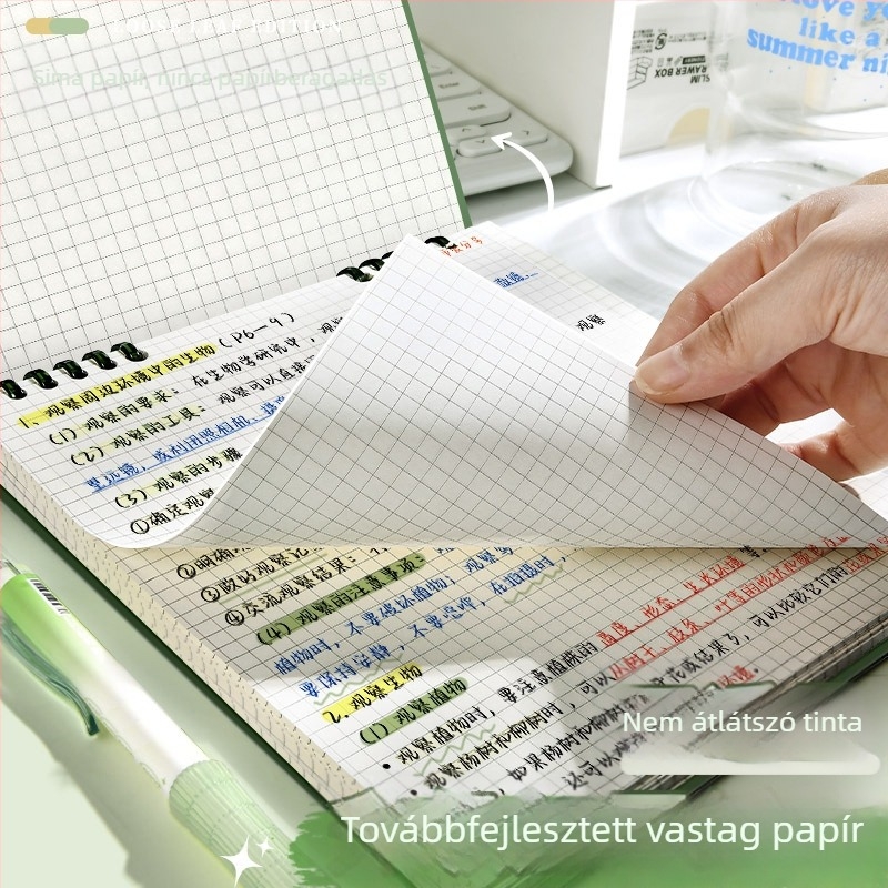 Új, stílusos füzet retro négyzetrácsos mintával, leválasztható lapokkal, PP borítóval, középiskolásoknak
