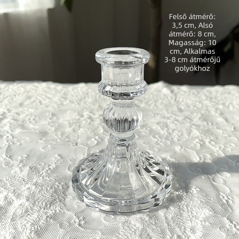 Kristálygömb üvegbázissal és gömb alakú állvánnyal, gyertyatartó és dekoratív dísztárgy