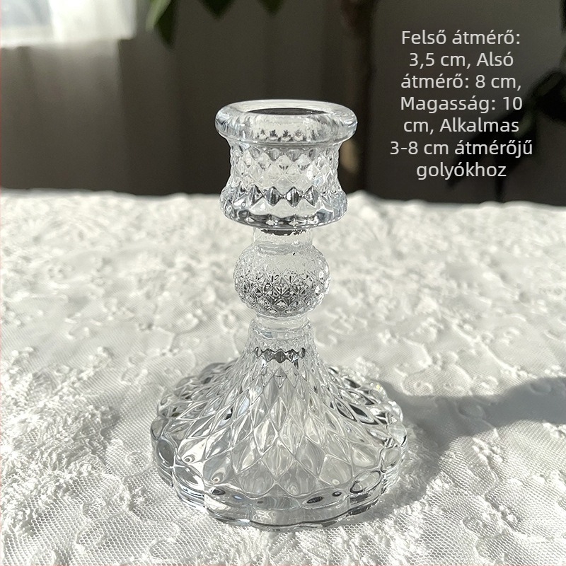 Kristálygömb üvegbázissal és gömb alakú állvánnyal, gyertyatartó és dekoratív dísztárgy