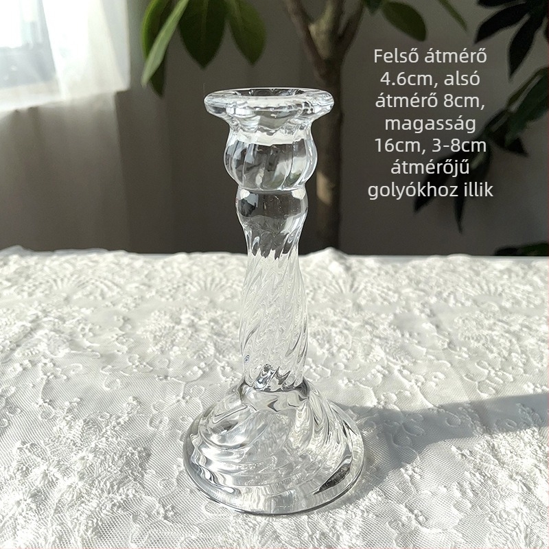 Kristálygömb üvegbázissal és gömb alakú állvánnyal, gyertyatartó és dekoratív dísztárgy