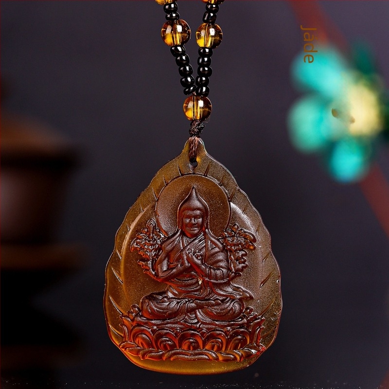 Zöld Tara nyaklánc, hosszú Orvosi Buddha medállal, uniszex, Amitábha medál és a Gazdagság Istene ékszer