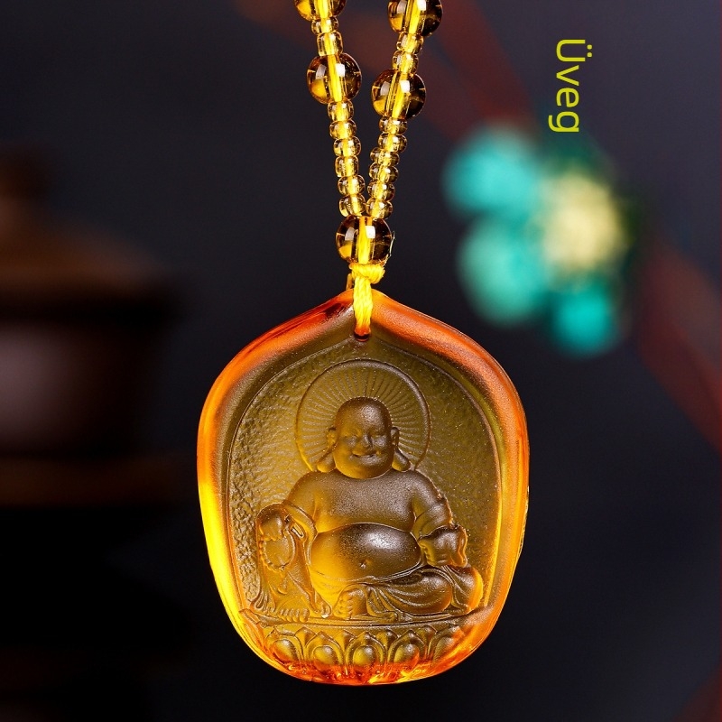 Zöld Tara nyaklánc, hosszú Orvosi Buddha medállal, uniszex, Amitábha medál és a Gazdagság Istene ékszer
