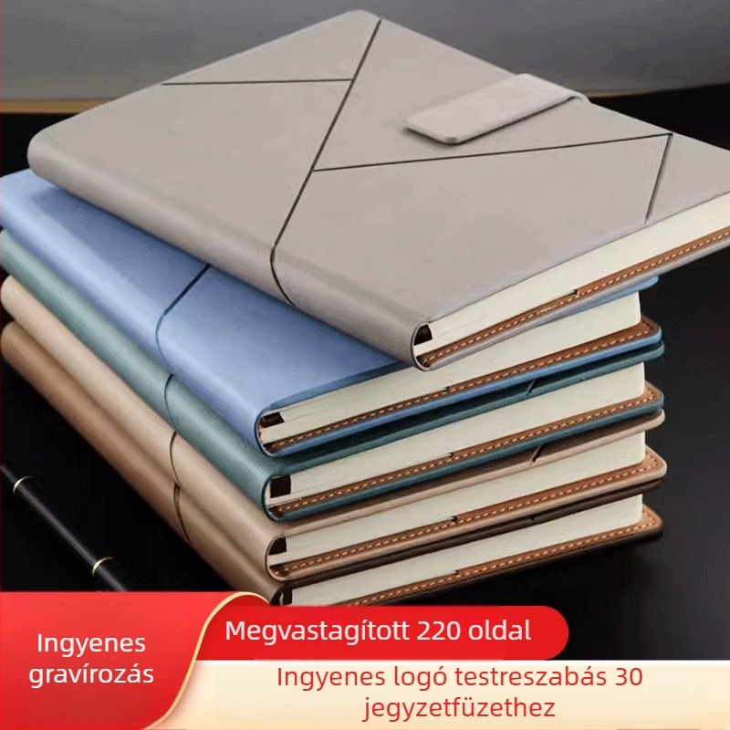 A5-ös vastag notesz üzleti és irodai használatra — értekezletek jegyzetei, napló, logó nyomtatási lehetőség