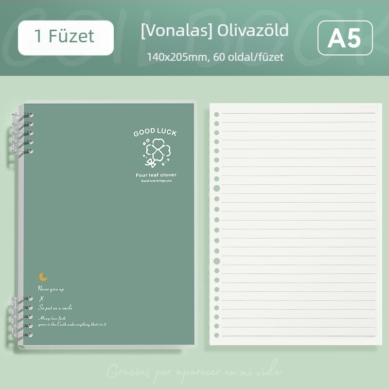 Kivehető B5-ös méretű notesz, egyszerű és elegáns egyetemistáknak és középiskolásoknak