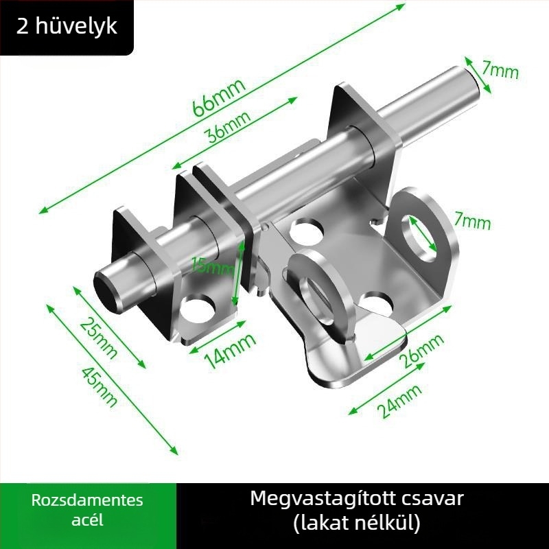 Fúrás nélküli rozsdamentes acél ajtózár fa ajtókhoz, felületre szerelhető, hagyományos stílus