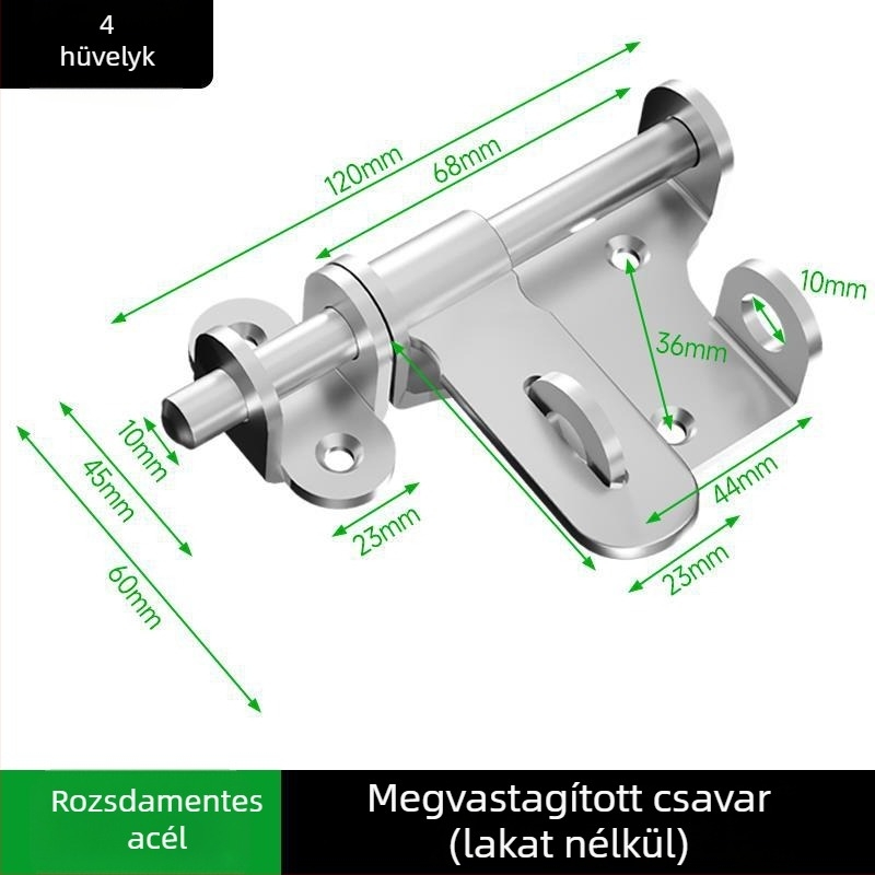 Fúrás nélküli rozsdamentes acél ajtózár fa ajtókhoz, felületre szerelhető, hagyományos stílus