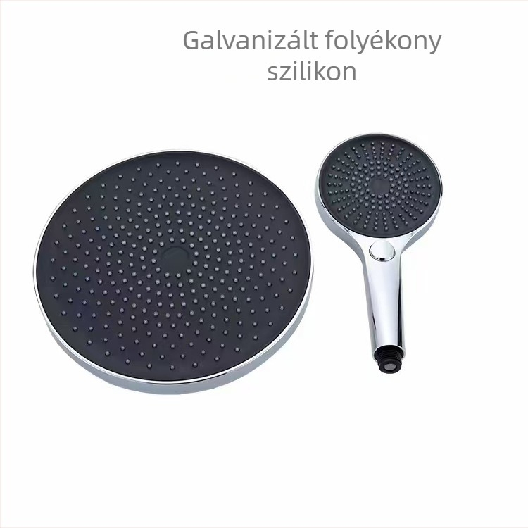 Kézi zuhanyfej folyékony szilikonból, ABS test, eső üzemmód, nyomás-szabályozás, forgatható tartó, elektroplátolt felület, modell 3220