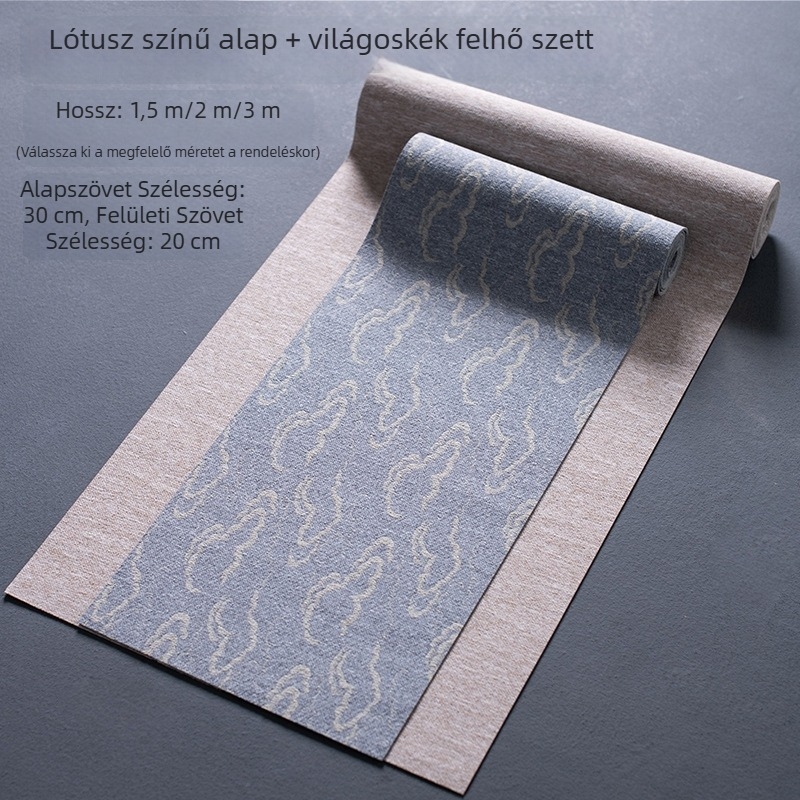 Kínai stílusú elegáns lenvászon rostból készült vízálló teás alátét, dupla rétegű készlet, pamut-lin anyagú asztalterítő