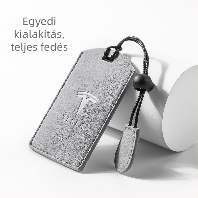 Tesla Model S/X/3/Y kulcstartó tok velúr anyagból