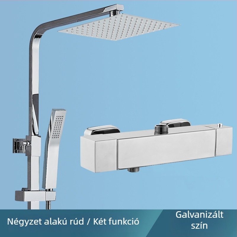 Krómozott rozsdamentes acél zuhanykészlet egy érintéses hőmérséklet-zárral, rejtett falra szerelhető kivitel, esőzuhany fej