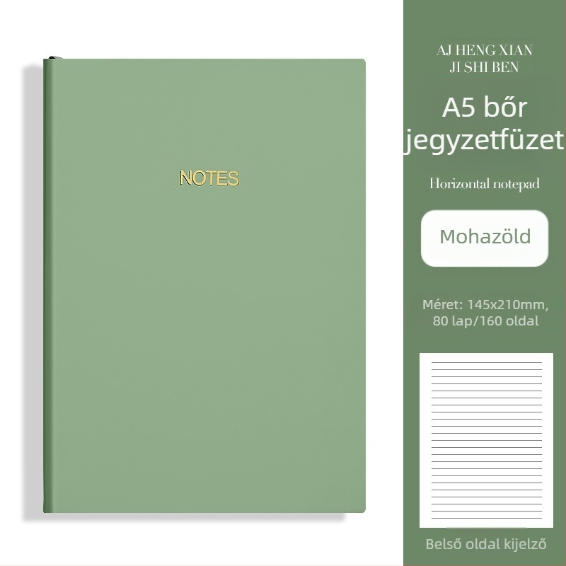 Morandi színű A5 jegyzetfüzet bőrszerű textúrával, diákoknak, elegáns tanulmányi napló