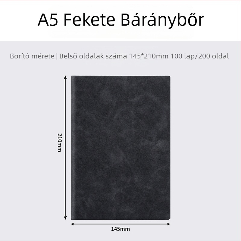 A5/B5 üzleti notesz mesterséges bőrrel, konferenciákhoz, egyszerű kialakítás, testreszabható logó