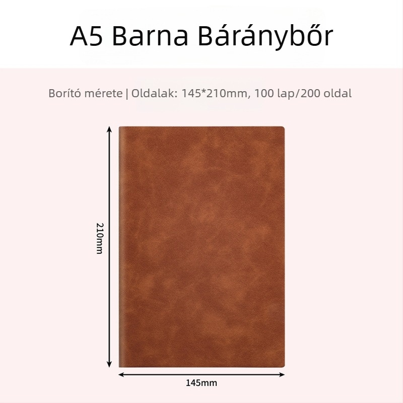 A5/B5 üzleti notesz mesterséges bőrrel, konferenciákhoz, egyszerű kialakítás, testreszabható logó