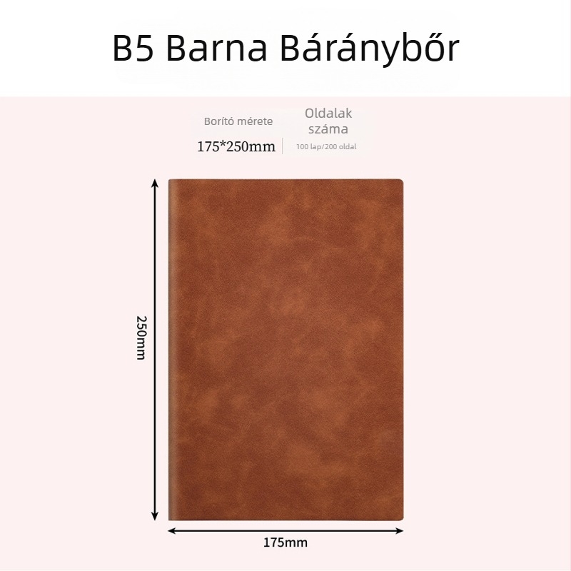 A5/B5 üzleti notesz mesterséges bőrrel, konferenciákhoz, egyszerű kialakítás, testreszabható logó