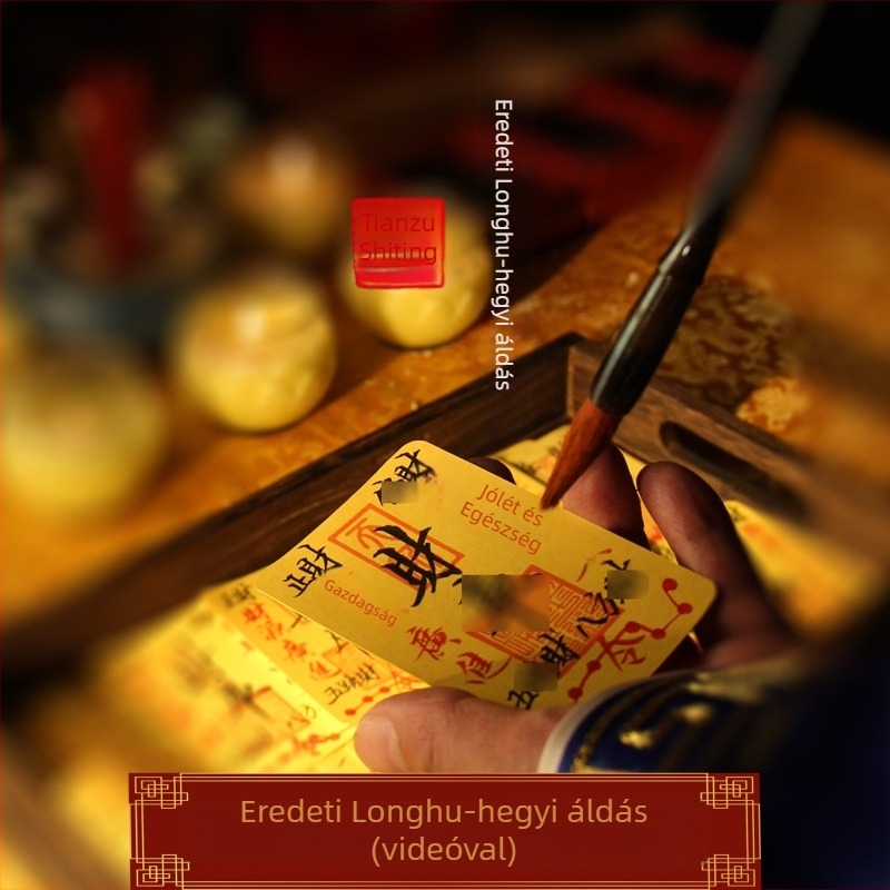 Kézzel festett cinnabar talizmán a bőségért és a jóllétéért, taoista thangka