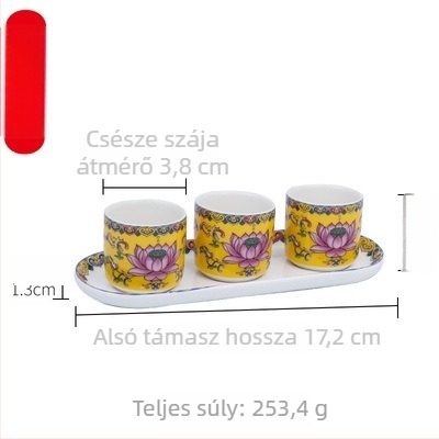 Guoshun zománcos sárga készlet: lótusz víz pohár, Szent Grál, Buddha előtti gyümölcs felajánlási tál, gyümölcs adománytál, tömjénégő