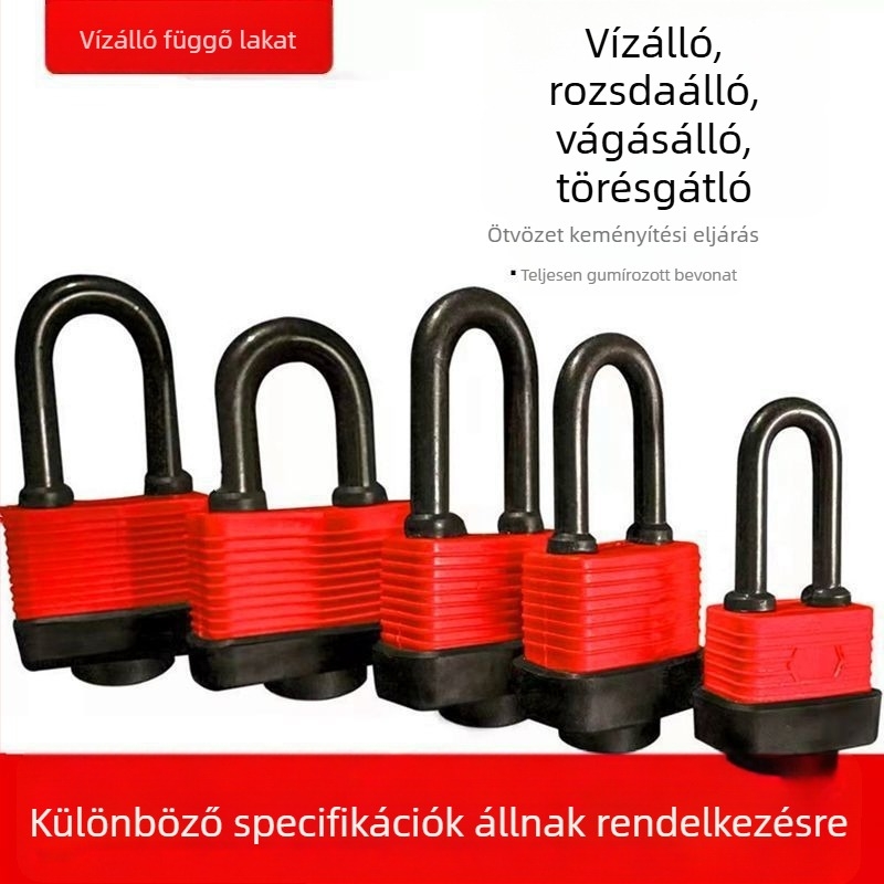 Gumi bevonatú rozsdamentes acél lakat, vízálló, lopás elleni, kültéri használatra, megfelelő parkolóhelyekhez és ajtókhoz.