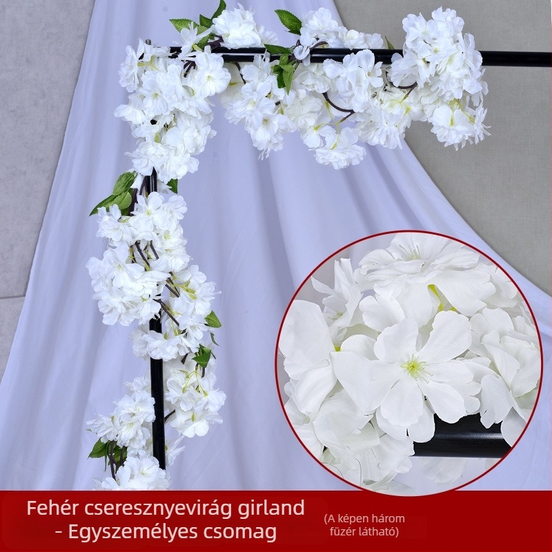 Mesterséges cseresznyefa futónövény légcsatorna fedéséhez, szék dekoráció, esküvői háttér és faldekoráció