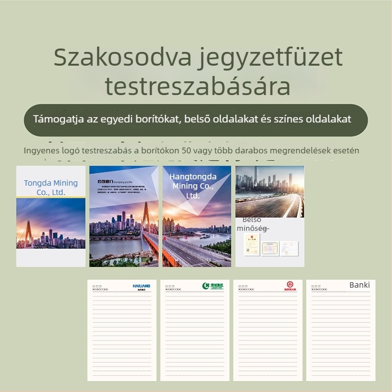 Egyedi logóval ellátott jegyzetfüzetek ajándékcsomagban, üzleti iroda jegyzet, vastagabb, hordozható