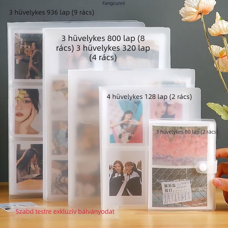 Instax-stílusú fotóalbum, 3 hüvelyk, 4×4 és 9×9 rács, alfabetizációs kártyák, képeslapok, fényképek tároló albuma