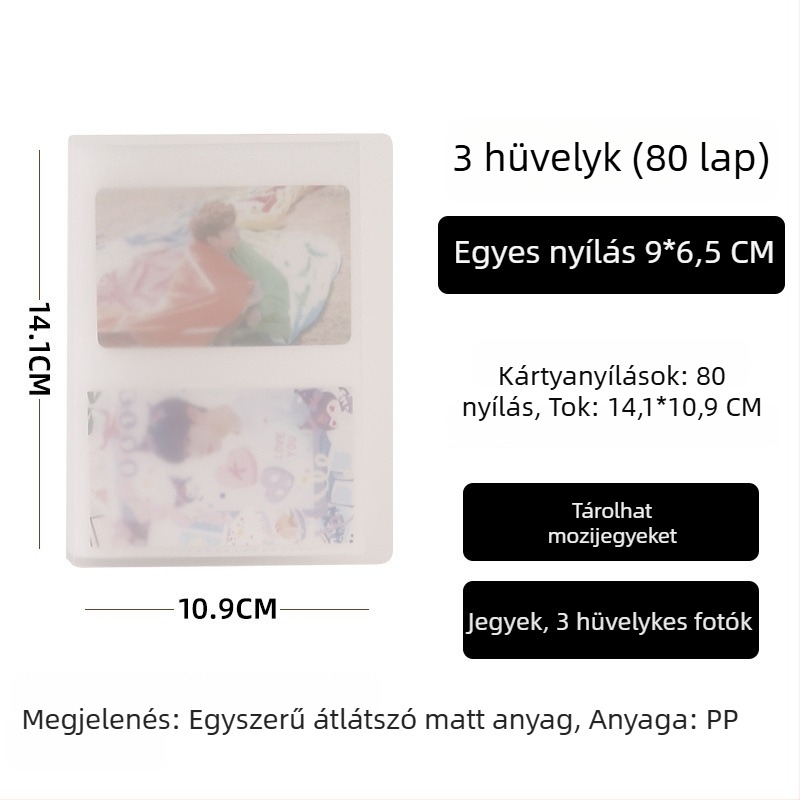 Instax-stílusú fotóalbum, 3 hüvelyk, 4×4 és 9×9 rács, alfabetizációs kártyák, képeslapok, fényképek tároló albuma