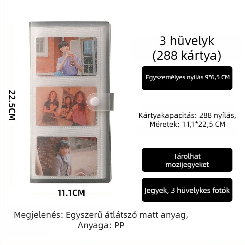 Instax-stílusú fotóalbum, 3 hüvelyk, 4×4 és 9×9 rács, alfabetizációs kártyák, képeslapok, fényképek tároló albuma