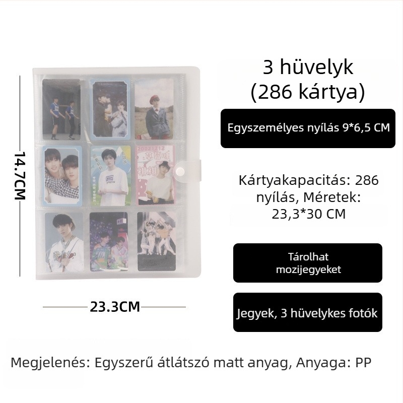 Instax-stílusú fotóalbum, 3 hüvelyk, 4×4 és 9×9 rács, alfabetizációs kártyák, képeslapok, fényképek tároló albuma