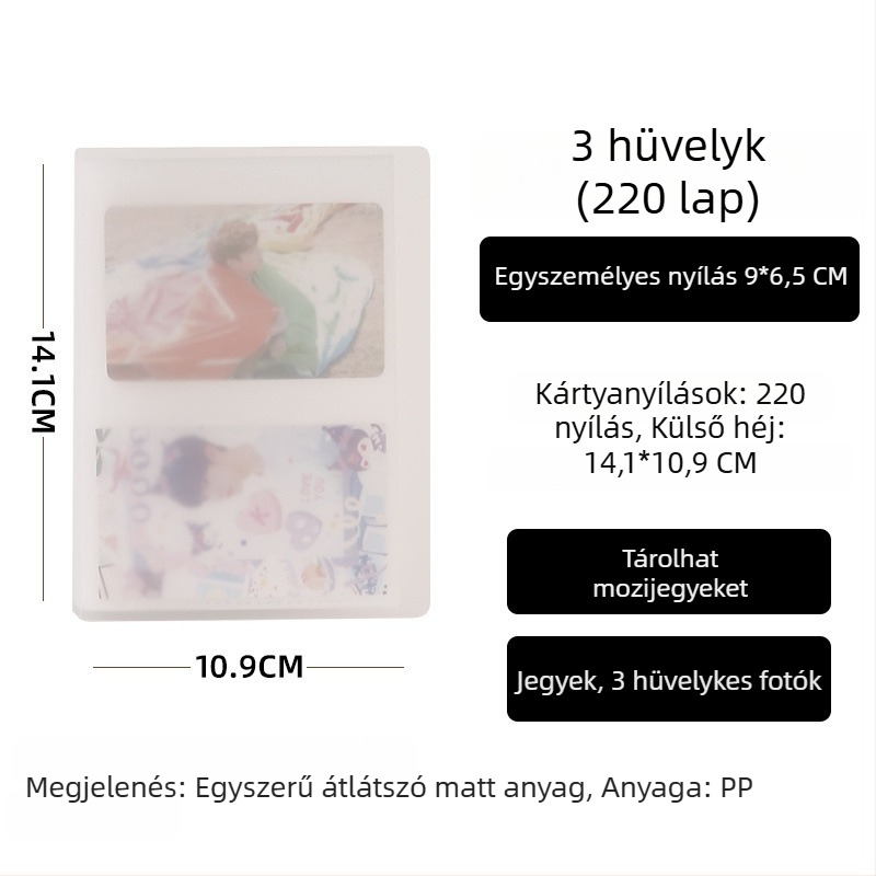 Instax-stílusú fotóalbum, 3 hüvelyk, 4×4 és 9×9 rács, alfabetizációs kártyák, képeslapok, fényképek tároló albuma