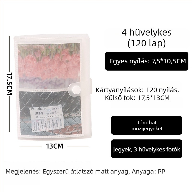 Instax-stílusú fotóalbum, 3 hüvelyk, 4×4 és 9×9 rács, alfabetizációs kártyák, képeslapok, fényképek tároló albuma