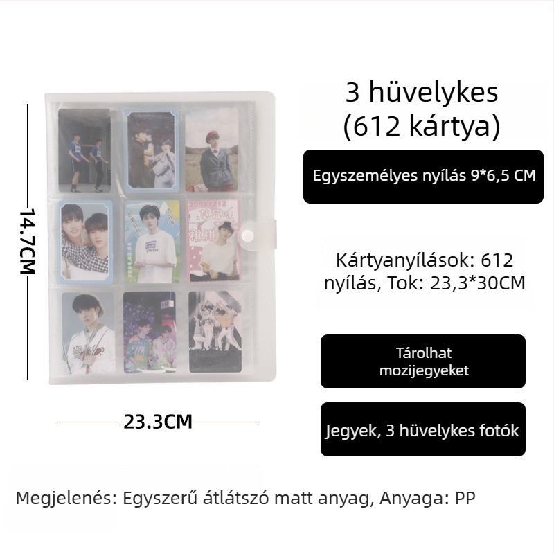 Instax-stílusú fotóalbum, 3 hüvelyk, 4×4 és 9×9 rács, alfabetizációs kártyák, képeslapok, fényképek tároló albuma