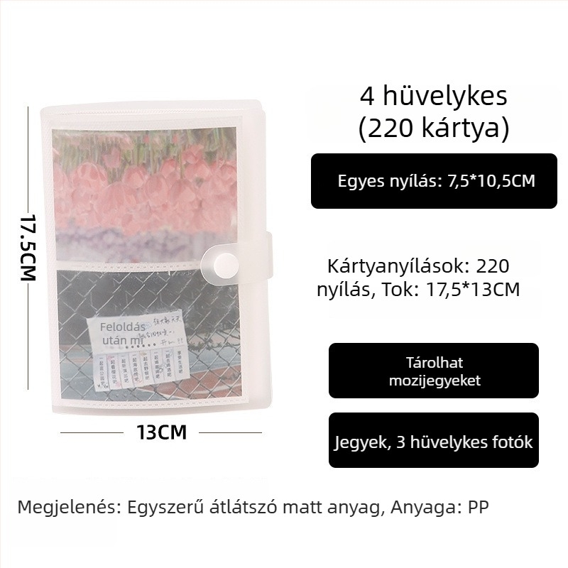 Instax-stílusú fotóalbum, 3 hüvelyk, 4×4 és 9×9 rács, alfabetizációs kártyák, képeslapok, fényképek tároló albuma