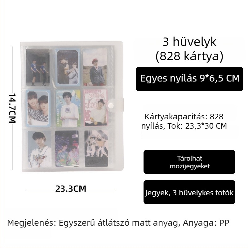 Instax-stílusú fotóalbum, 3 hüvelyk, 4×4 és 9×9 rács, alfabetizációs kártyák, képeslapok, fényképek tároló albuma