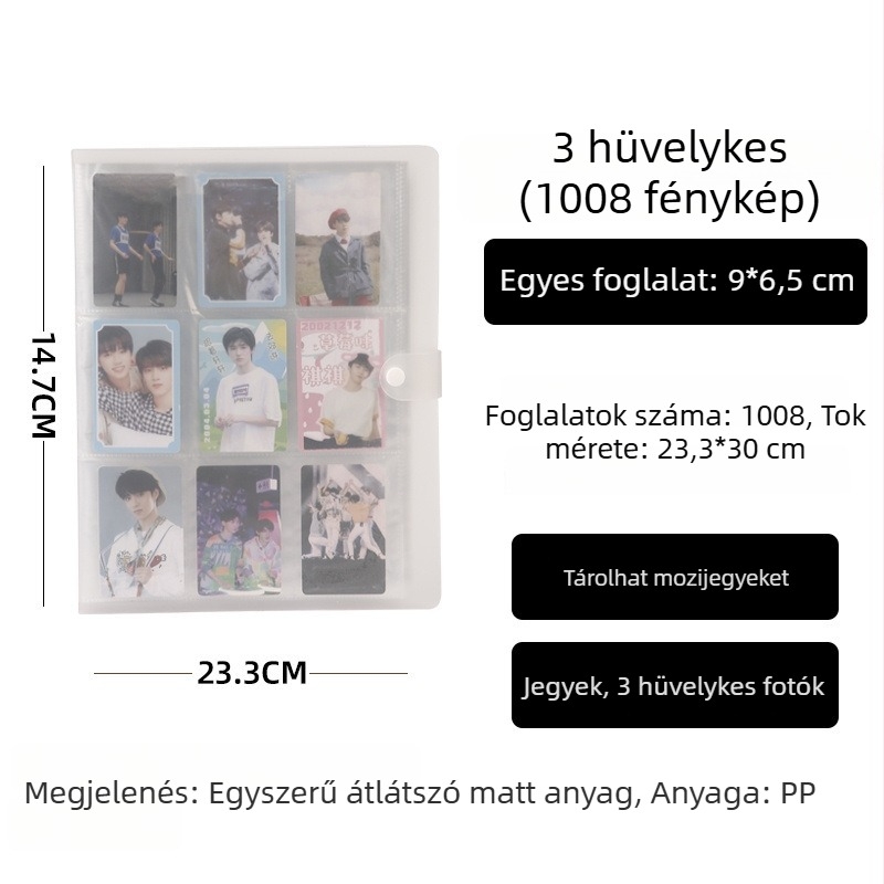 Instax-stílusú fotóalbum, 3 hüvelyk, 4×4 és 9×9 rács, alfabetizációs kártyák, képeslapok, fényképek tároló albuma