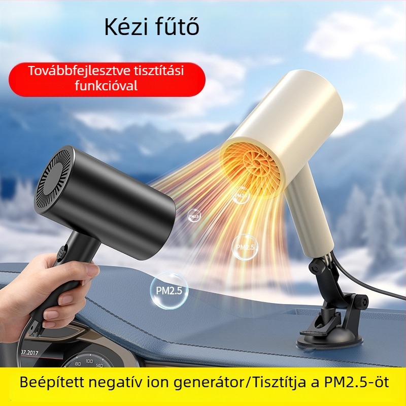 Kompakt autóhő 12V-24V – fűtés, jégmentesítés és páramentesítés – gyors felmelegedés télen