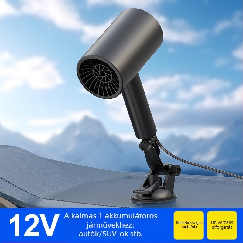 Kompakt autóhő 12V-24V – fűtés, jégmentesítés és páramentesítés – gyors felmelegedés télen