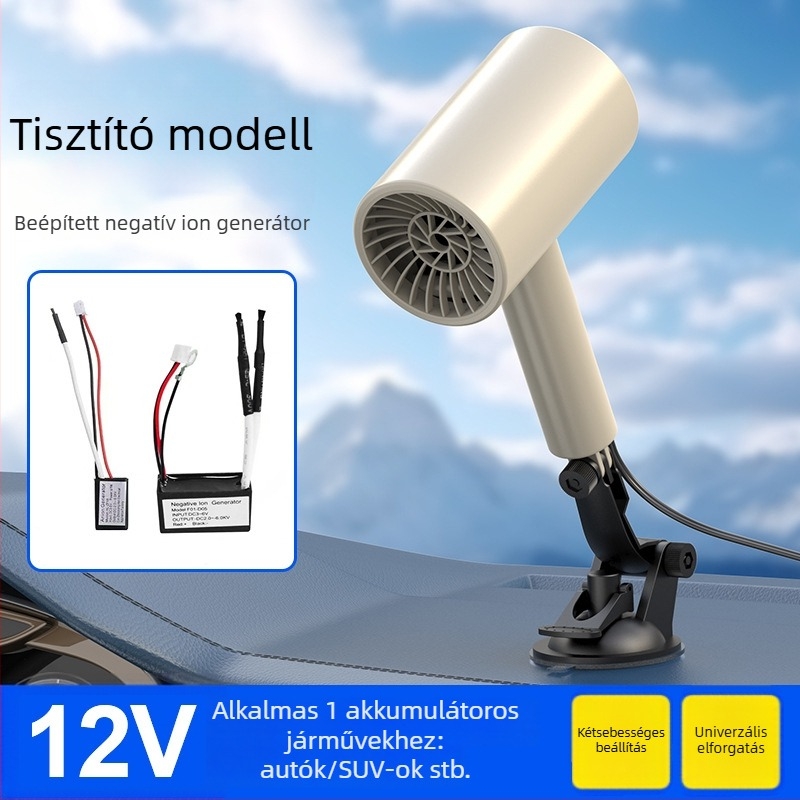 Kompakt autóhő 12V-24V – fűtés, jégmentesítés és páramentesítés – gyors felmelegedés télen